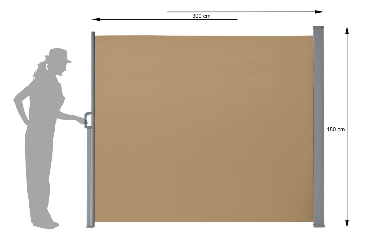 Gartenfreude Seitenmarkise 180 x 300 cm, taupe