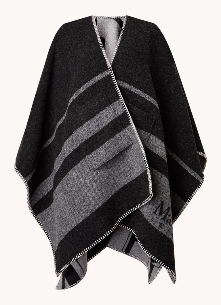 MaxMara  Deremi poncho in wolblend met logoprint