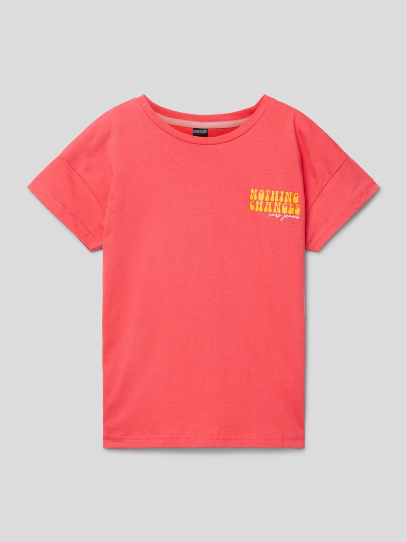 T-Shirt mit Statement-Print Modell 'Fajah' in koralle