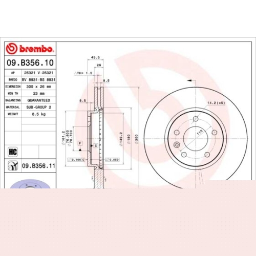09.B356.11 BREMSSCHEIBE BREMBO VA  VP1 - ATU