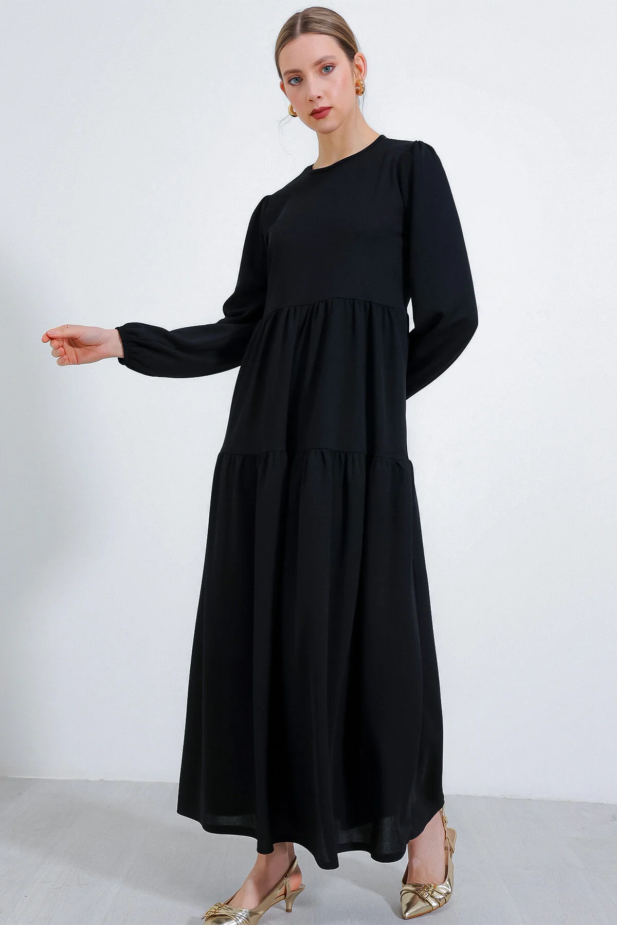 Bigdart  Schwarzes langes gestricktes Hijab-Kleid für Damen 2482