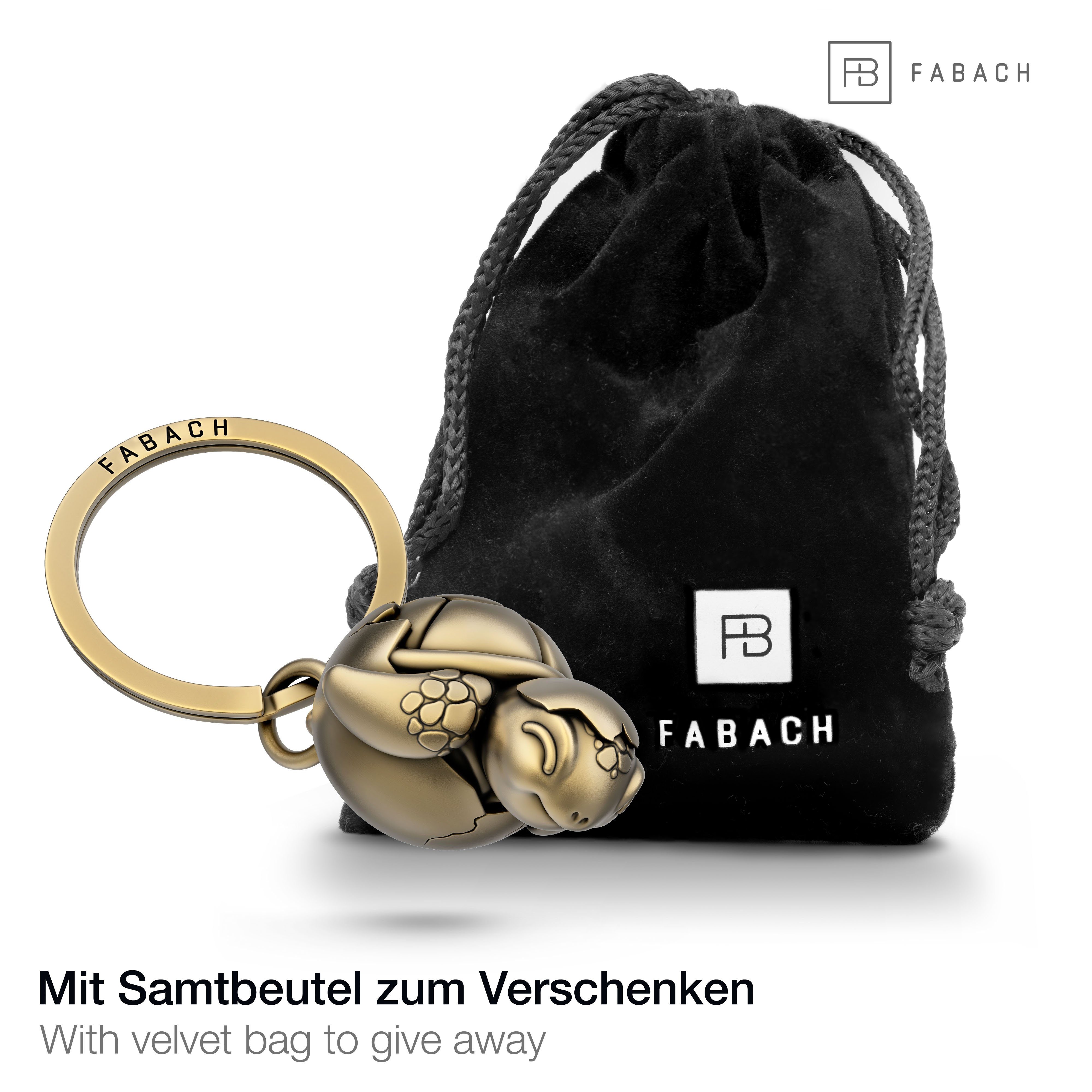 FABACH Schlüsselanhänger Baby Schildkröte Shelly mit Herz und Gravur - Glücksbringer Geschenk