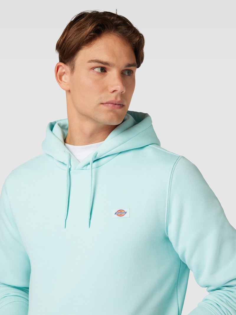 Hoodie mit Label-Patch Modell 'OAKPORT' in türkis