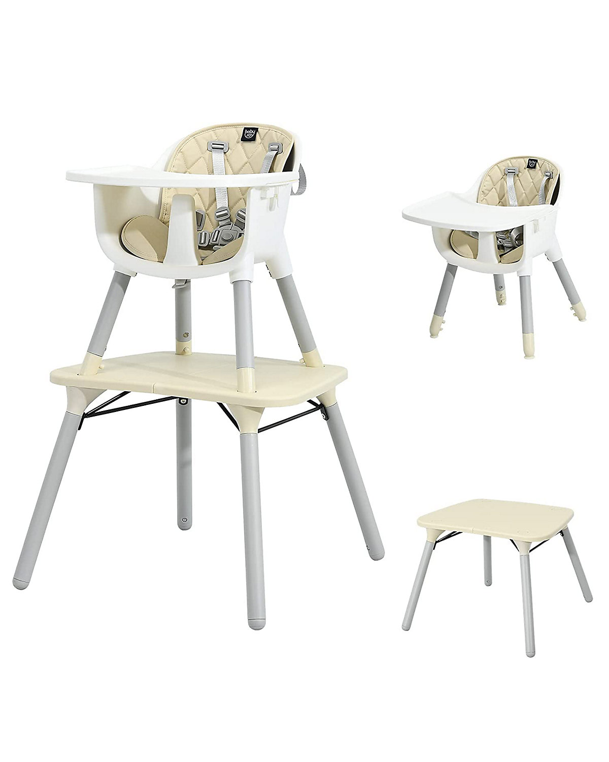 4in1 Baby Hochstuhl mit abnehmbarem & verstellbarem Tablett