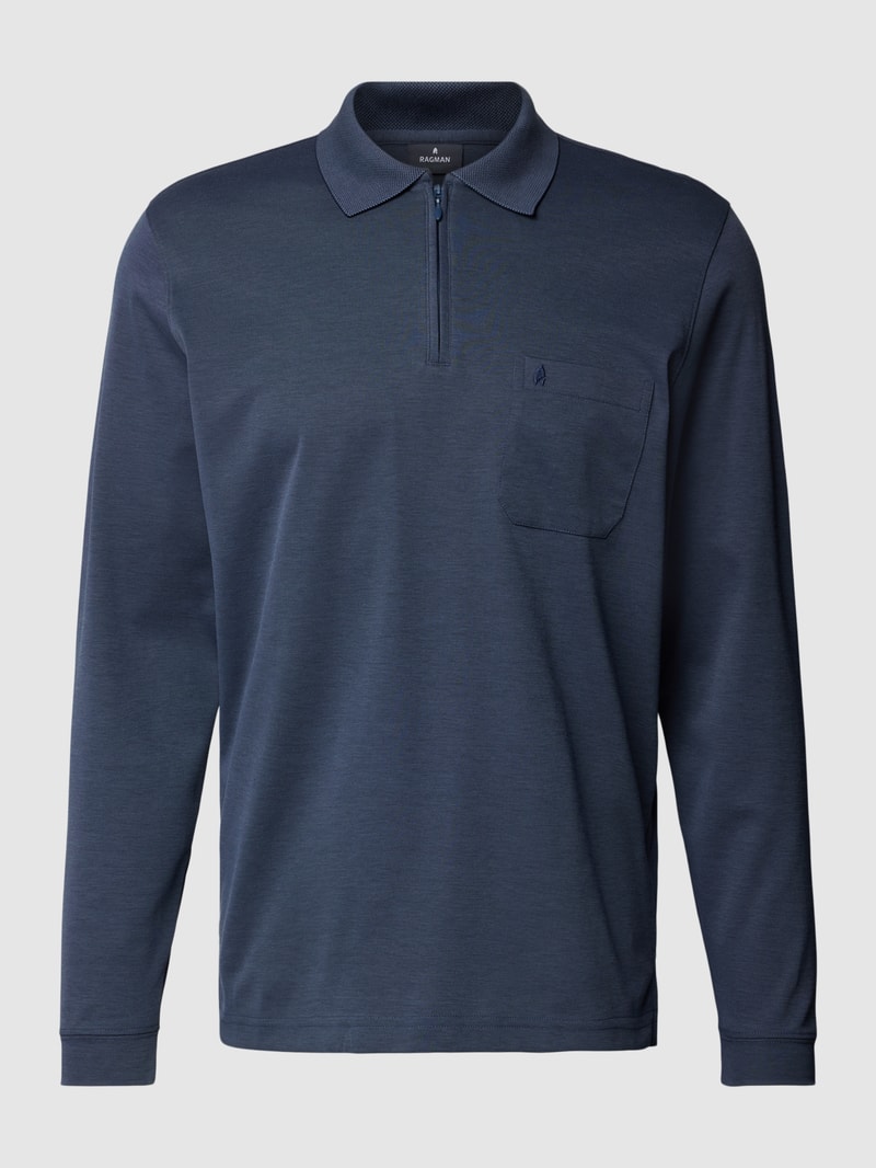 Poloshirt mit kurzer Reißverschlussleiste in jeans