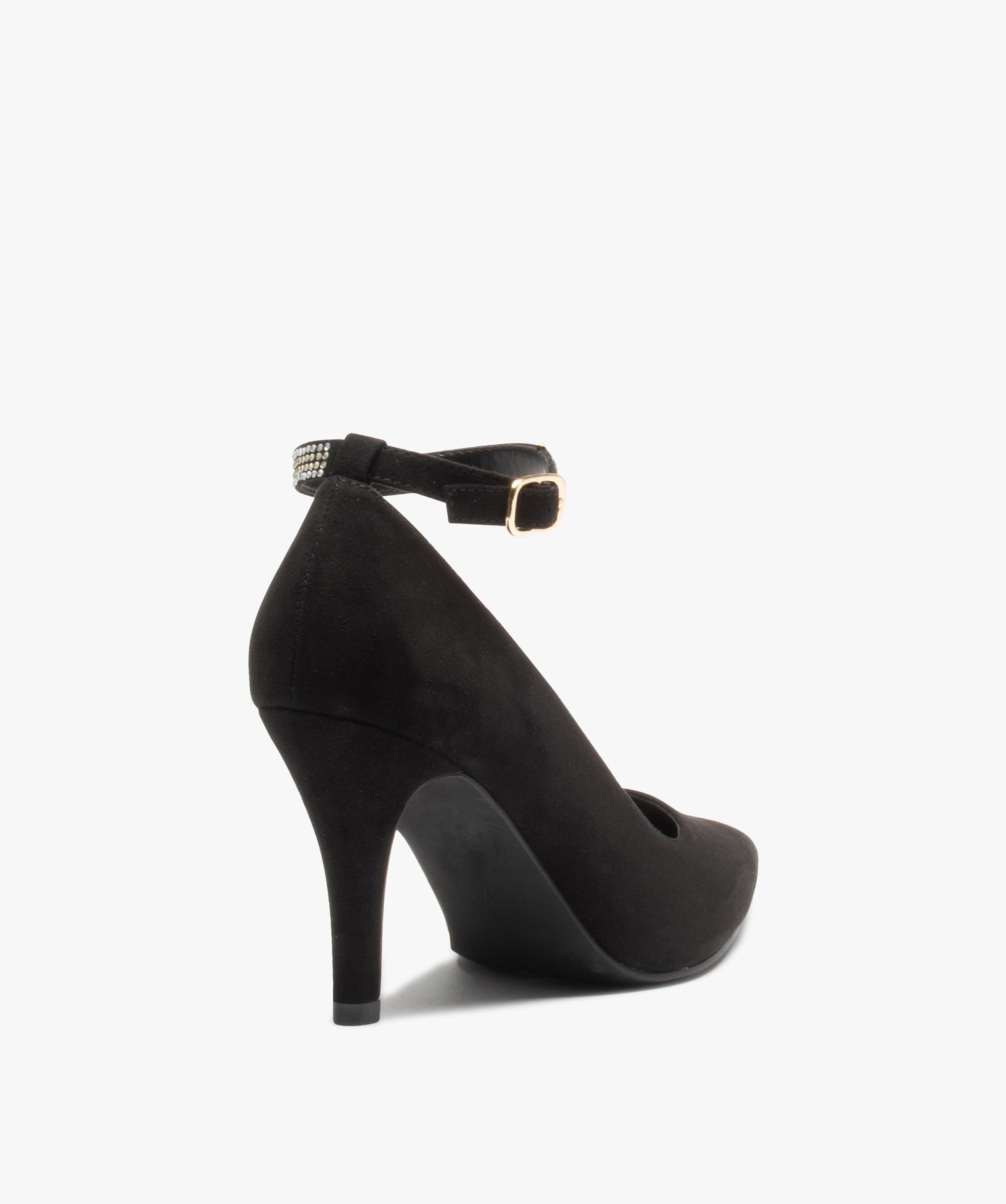 Escarpins femme unis à talon aiguille et bride strass noir | GEMO