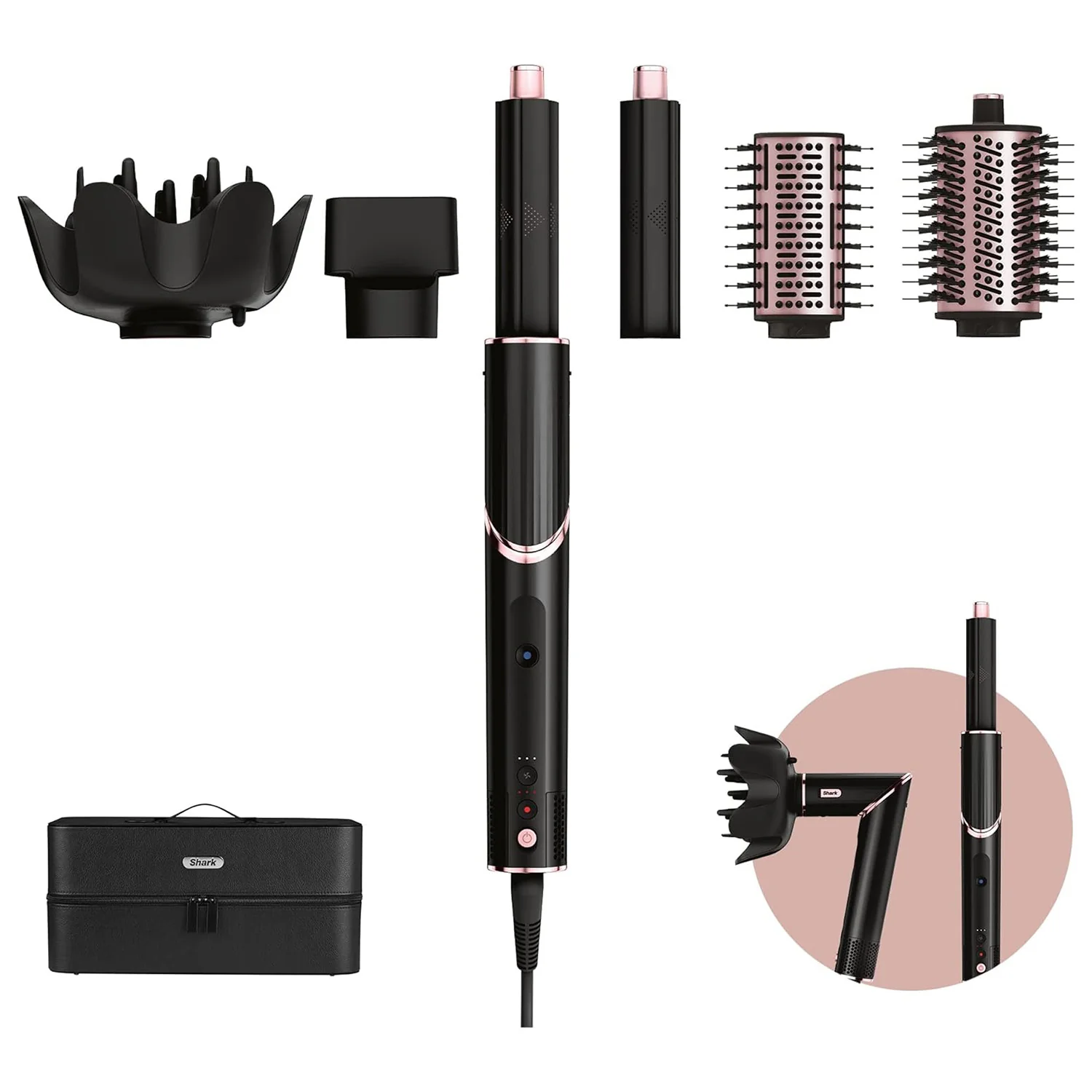 FlexStyle STYLER και ΣΤΕΓΝΩΤΗΡΑΣ ΜΑΛΛΙΩΝ SHARK FLEXSTYLE ΠΛΗΡΕΣ ΣΕΤ - Μαύρο και Ροζ Χρυσό - Στεγνωτήρας μαλλιών, Ισιωτικό μαλλιών, Ηλεκτρική βούρτσα μαλλιών, Διαχύτης στεγνωτήρα μαλλιών