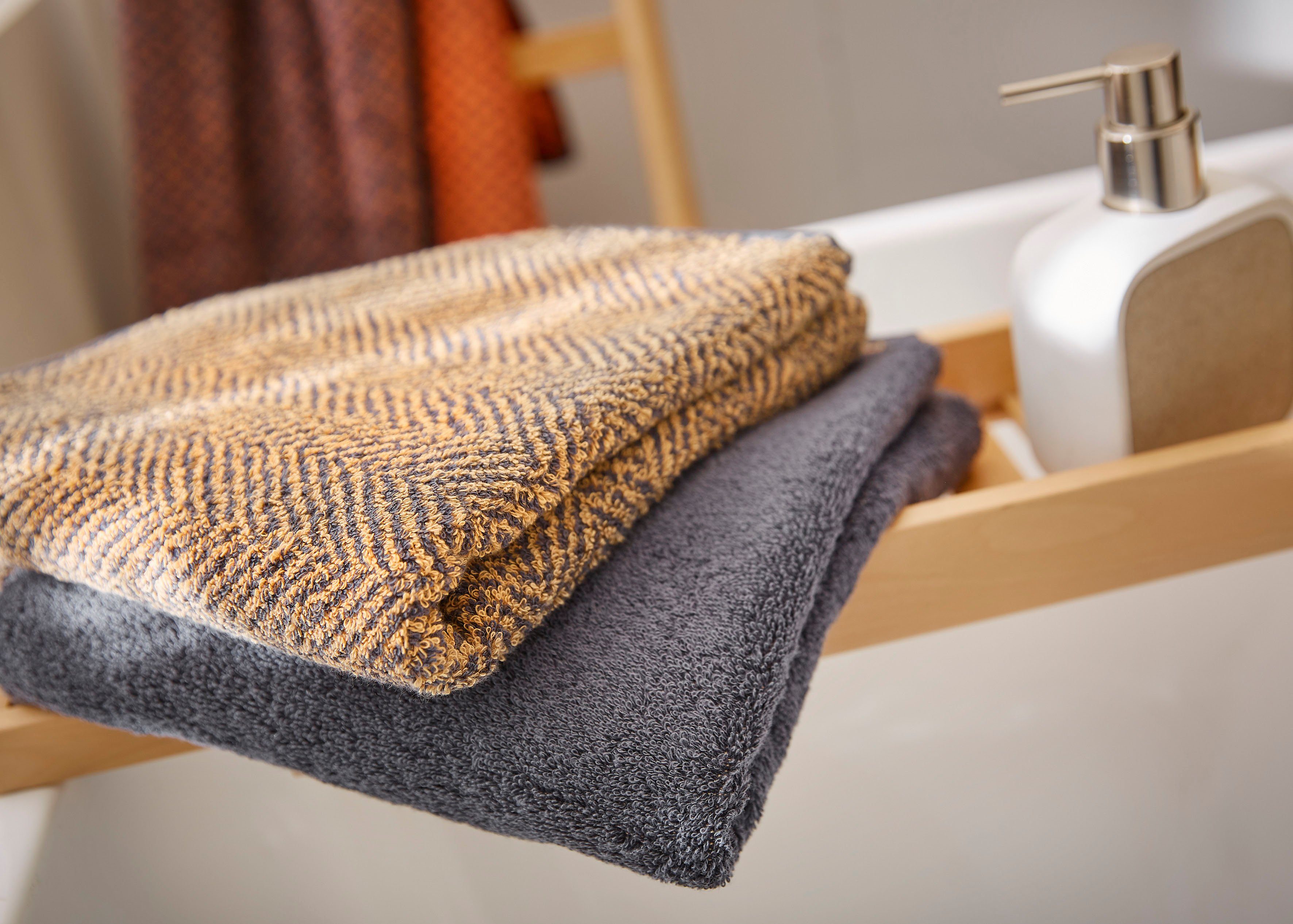 Dyckhoff Handtuch Set Golden Shades Herringbone, Walkfrottier, (Set, 6-tlg)