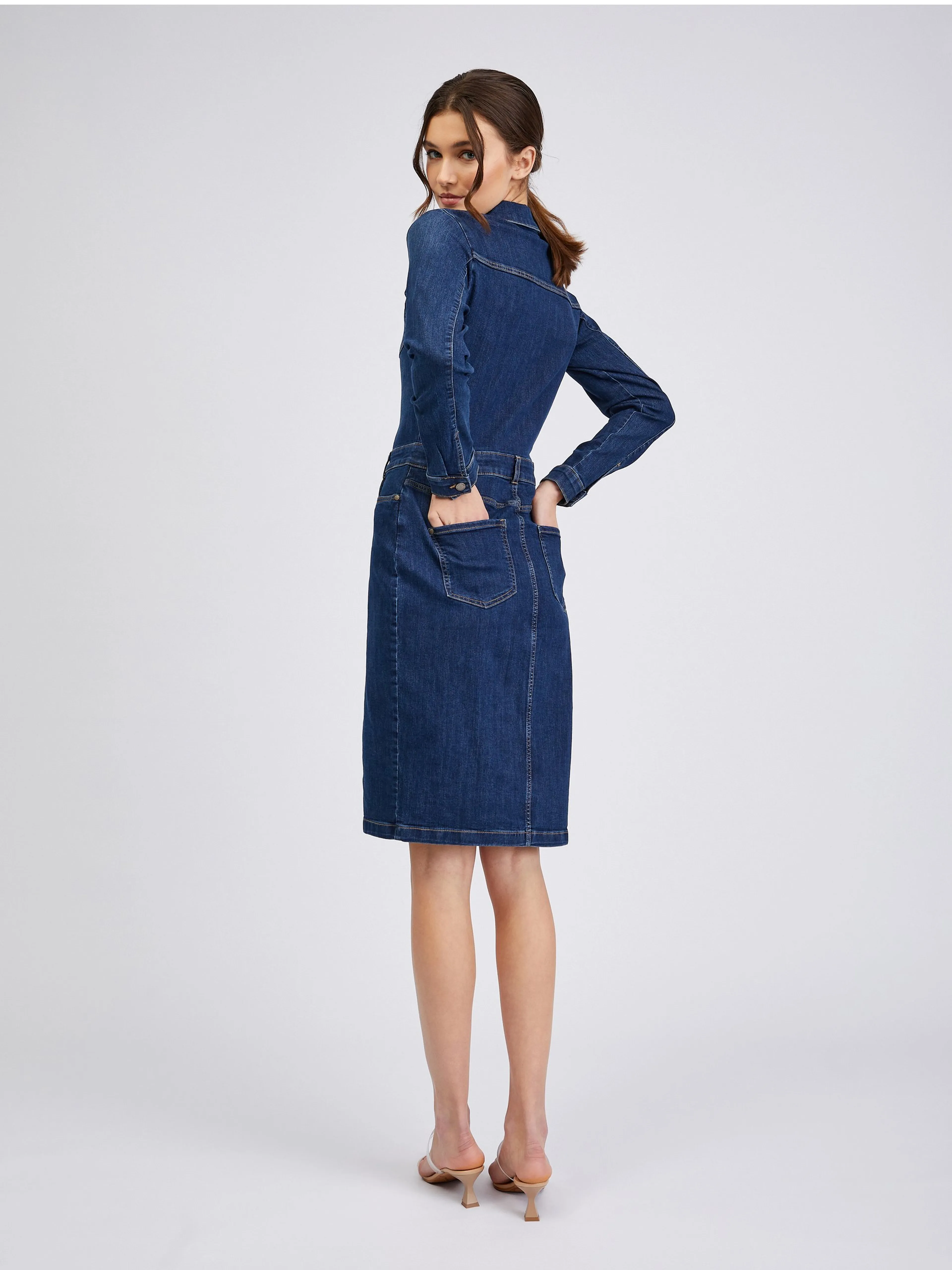 Dunkelblaues Damen-Denim-Kleid ORSAY