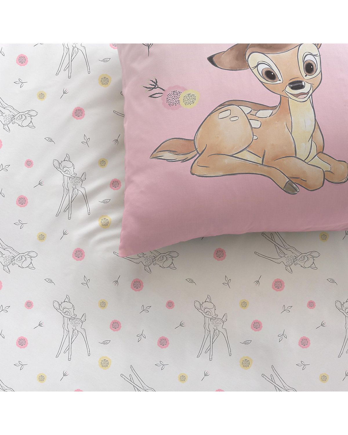 Wende-Kinderbettwäsche   Bambi Flowers, Renforcé, 135 x 200 + 80 x 80 cm