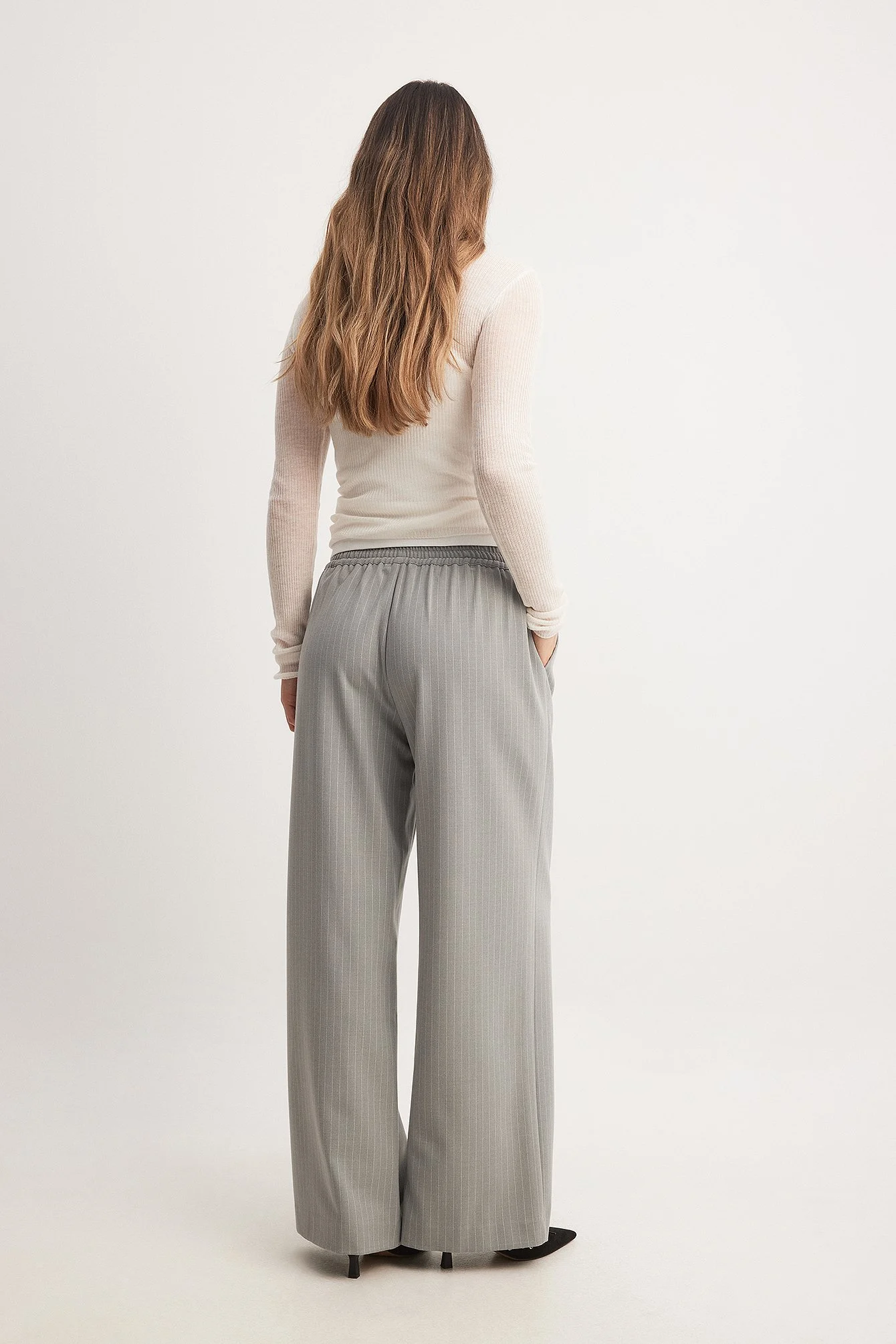 Elastic Mid Waist Pants