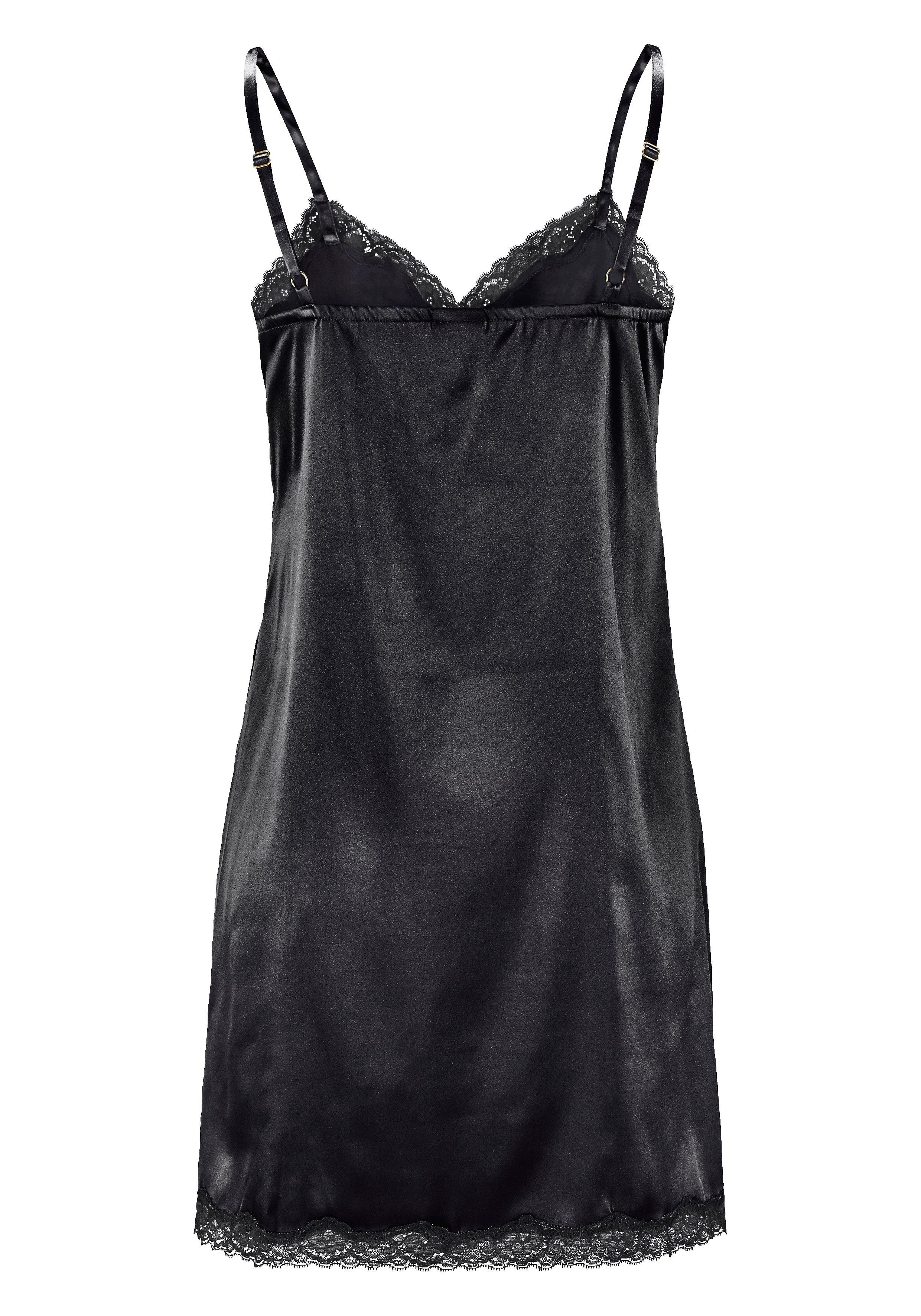 LASCANA Negligé Dessous aus edlem Satin-Stretch mit verführerischer Spitze
