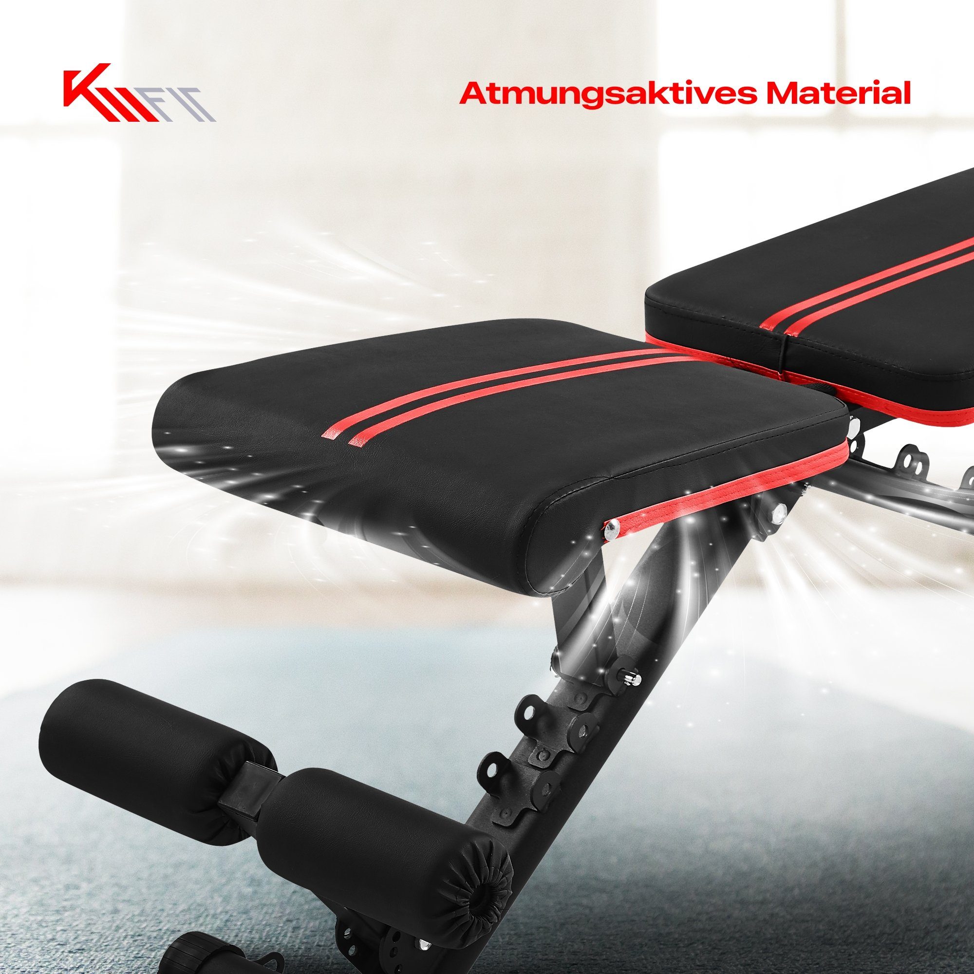 KM - Fit Hantelbank, klappbar, Multifunktion, Training, Fitness, 250kg, (Set), Bauchtraining - Schulter- & Nackentraining- Brusttraining