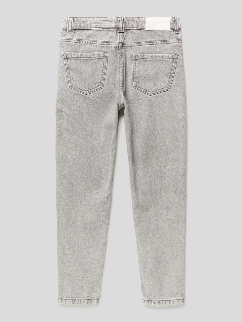 Jeans im Destroyed-Look in mittelgrau meliert