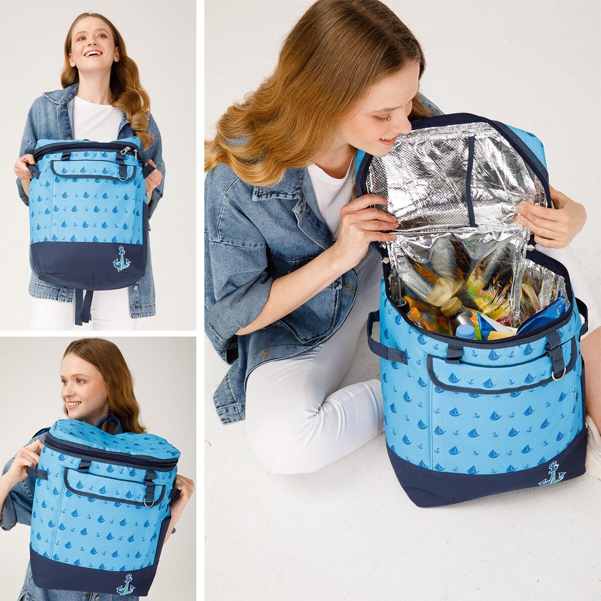 ANEMOSS Kühltasche Anemoss Marine Collection Sailboat Kühlrucksack, 25L Thermo Lunchbox