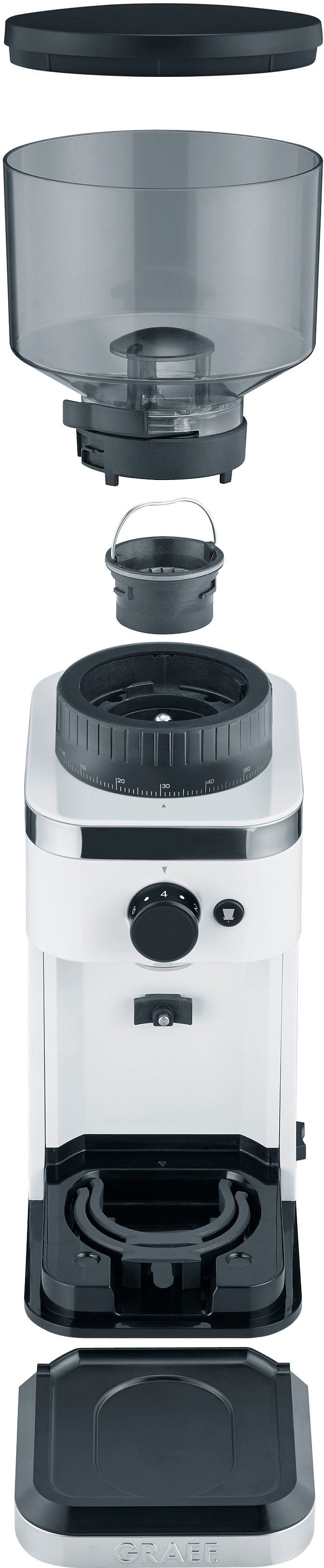 Graef Kaffeemühle CM 501, 135 W, Kegelmahlwerk, 300 g Bohnenbehälter, 140 individuelle Mahlgradeinstellungen