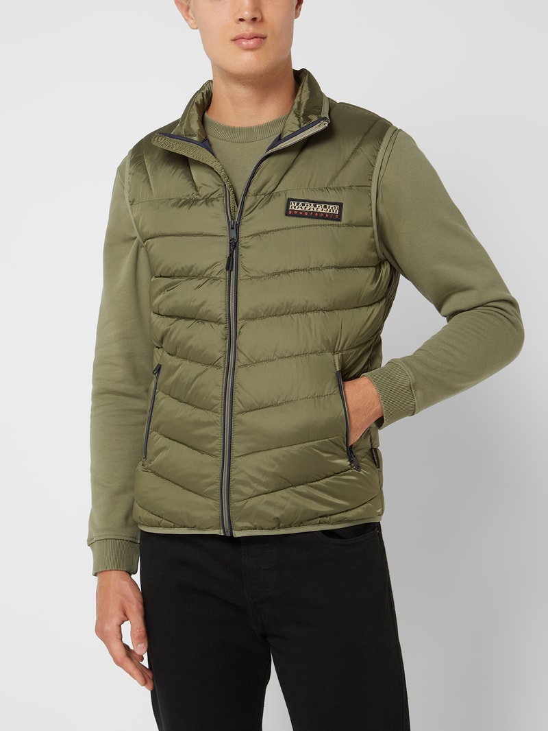 Regular Fit Steppweste mit Stehkragen Modell 'Aerons' in olivgrün