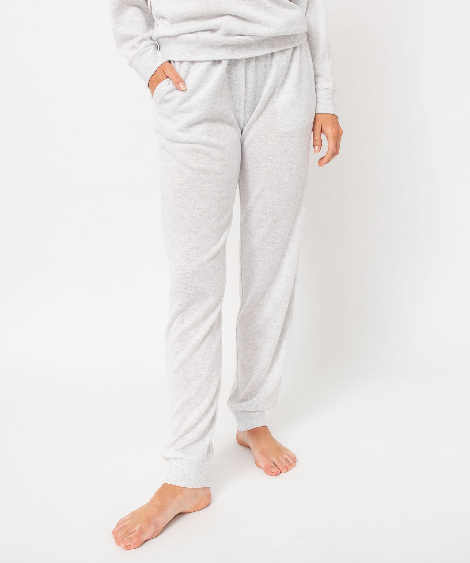 Pantalon de pyjama en maille fine femme gris clair | GEMO