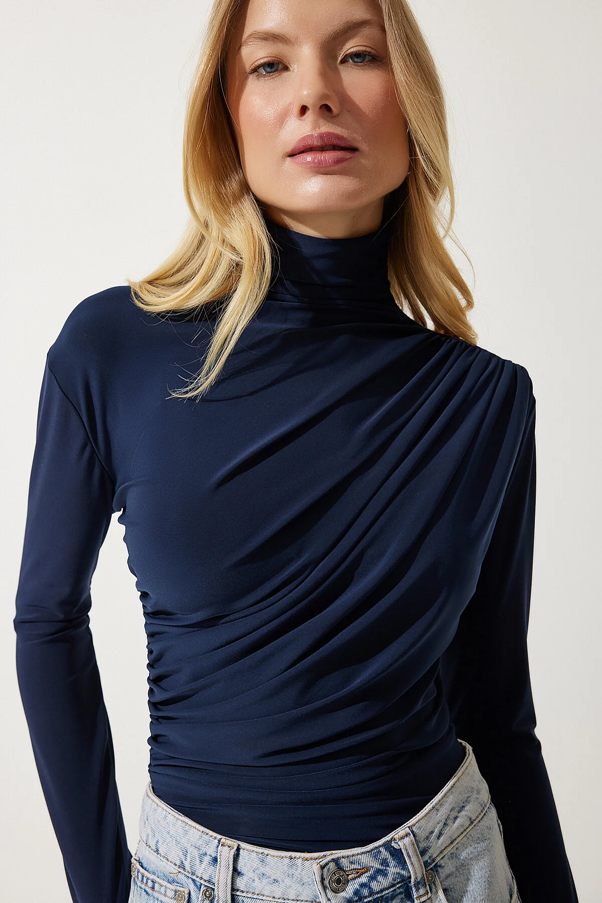 Happiness İstanbul  Bluse - Dunkelblau - Slim Fit