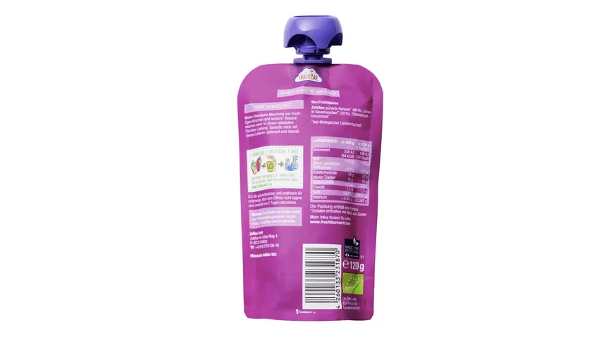 FruchtBar – Bio-Fruchtpüree Kirsche, Banane 120 g