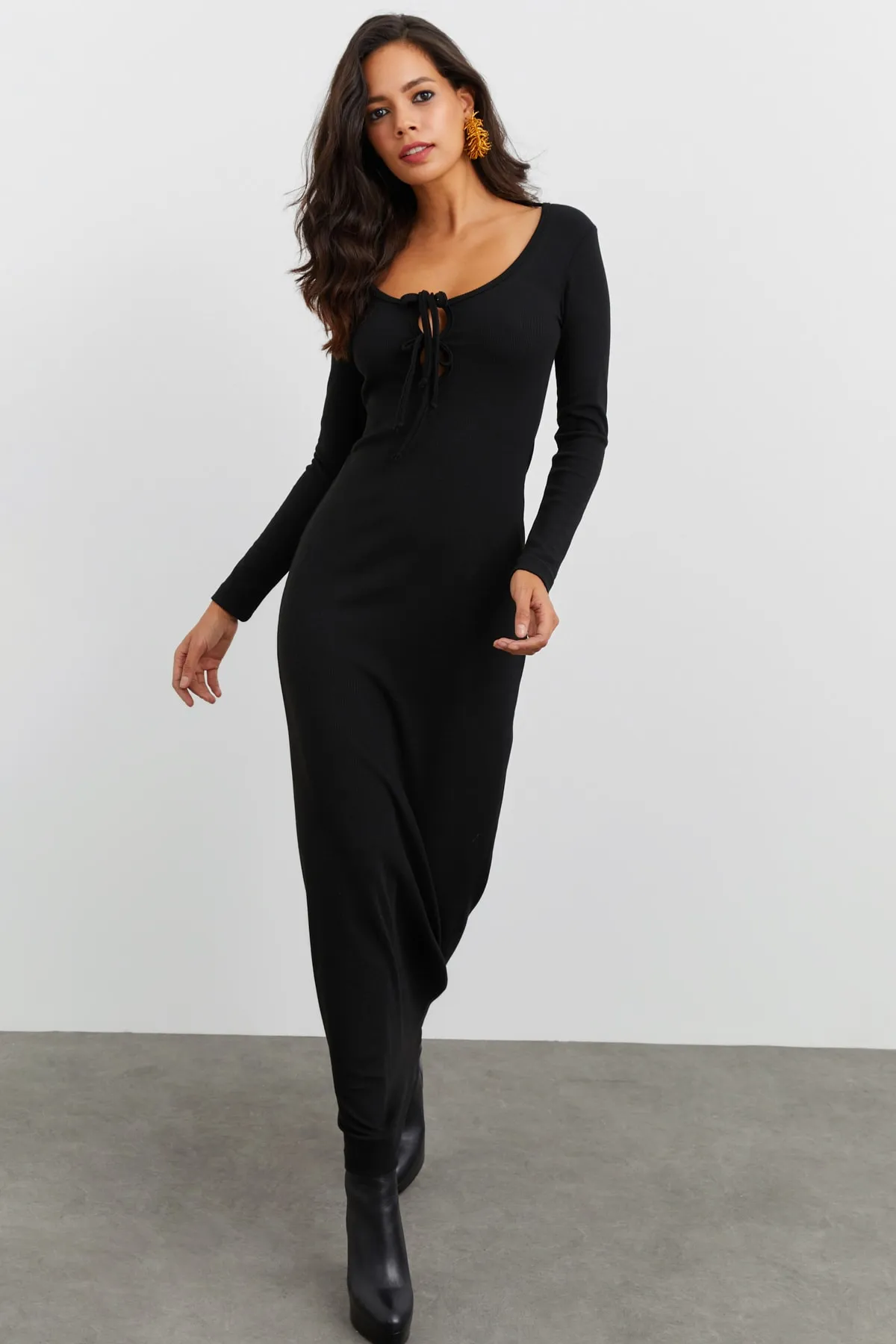 Cool & Sexy  Schwarzes Camisole-Maxikleid für Damen EY1513