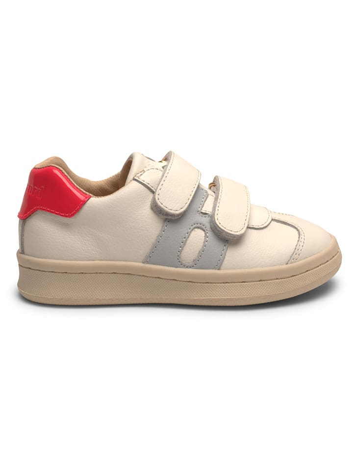 bisgaard Leder-Sneakers in Creme/ Rot/ Grau günstig kaufen