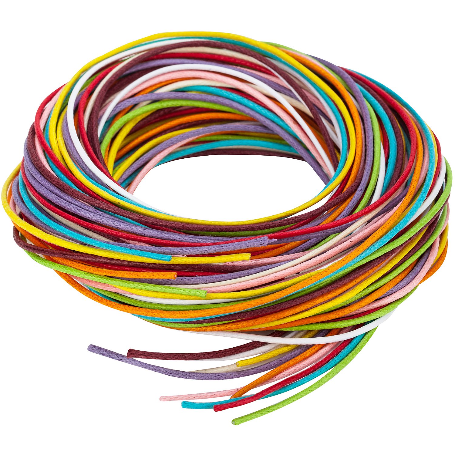 Kordelpaket, gewachst, bunt, 1 mm, 10x 2 m