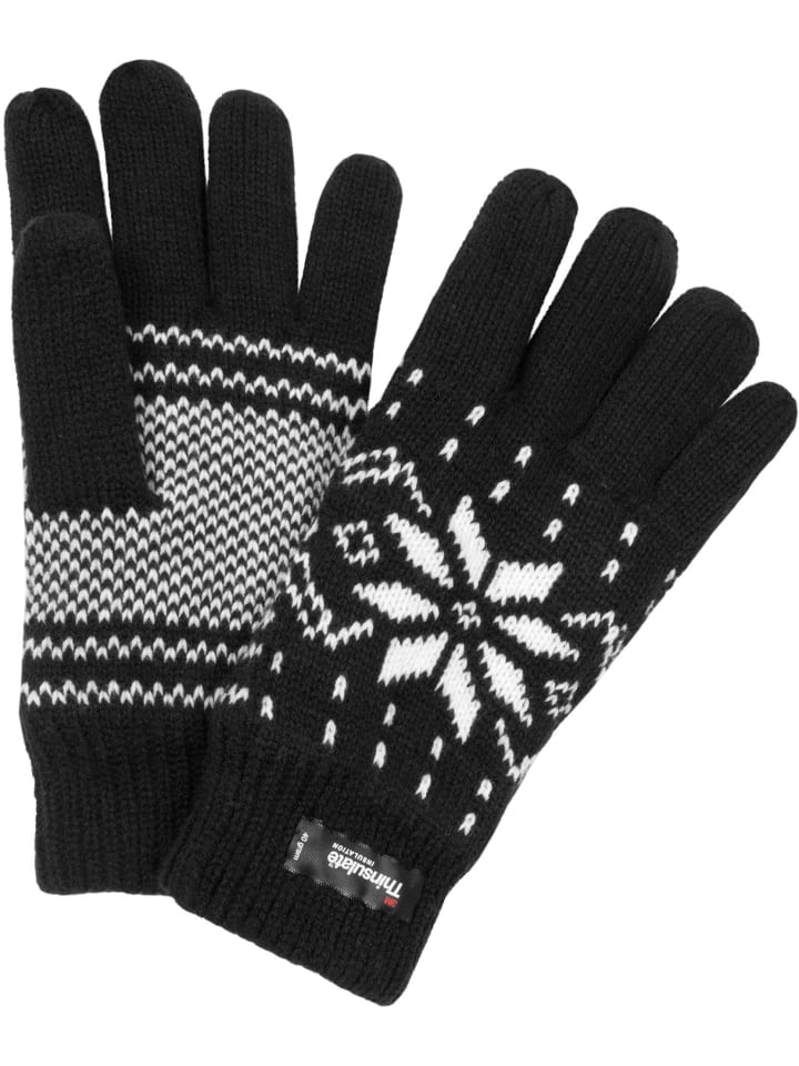 Normani Outdoor Sports Strick-Fingerhandschuhe mit Motiv Norweger in Schwarz günstig kaufen onesize