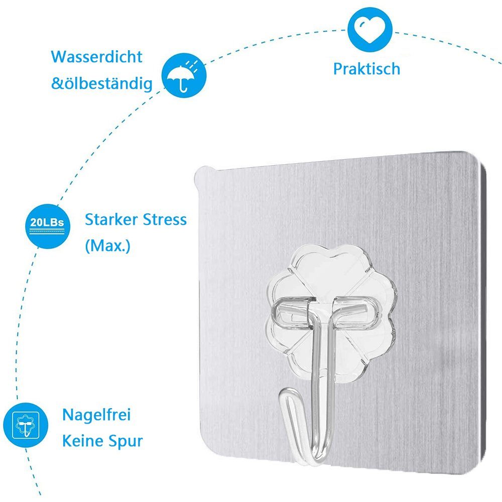 FeelGlad Wandhaken Handtuchhaken,Wasserfest,Transparente,Ohne Bohren