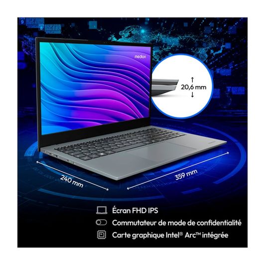 Laptop MEDION AKOYA E15443 - 15.6 inch - Intel Ultra 5 - 16GB RAM - Grafică Arc - IA Boost