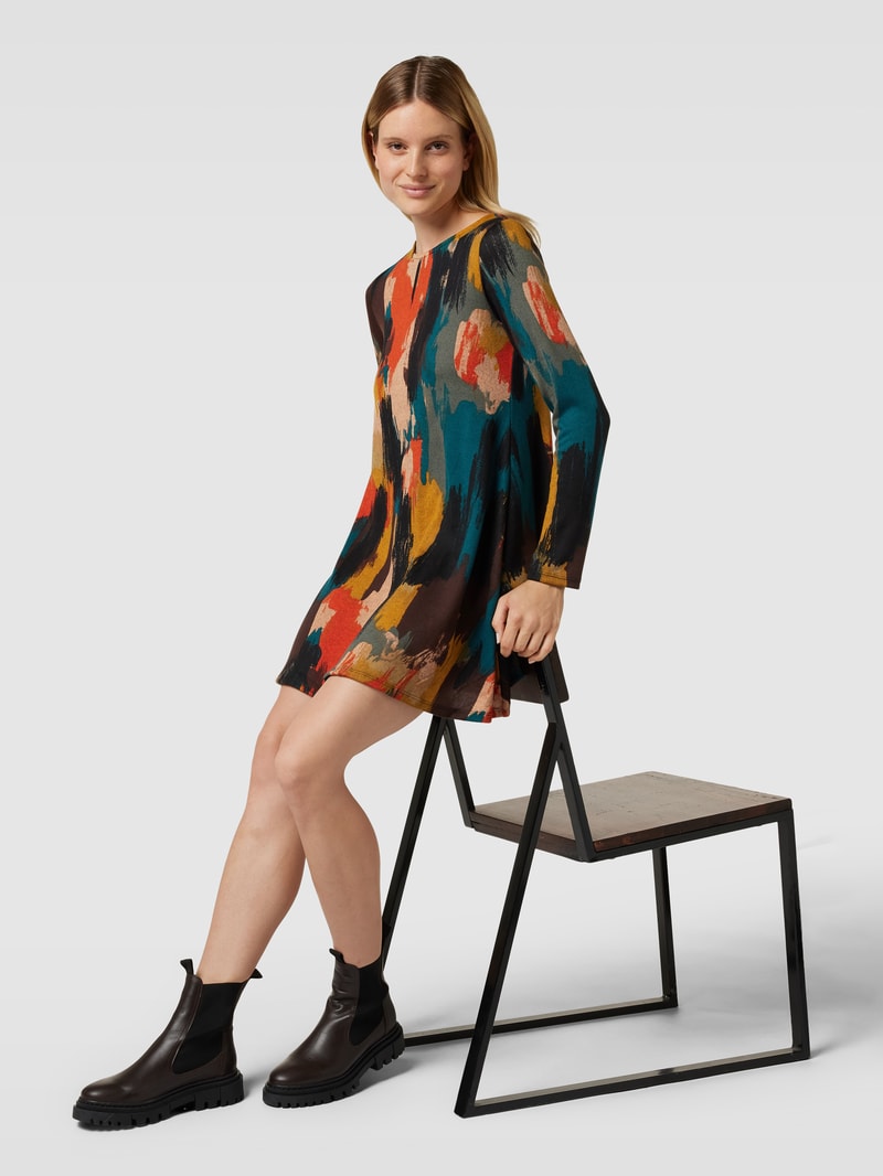 Minikleid mit Allover-Muster in haselnuss braun