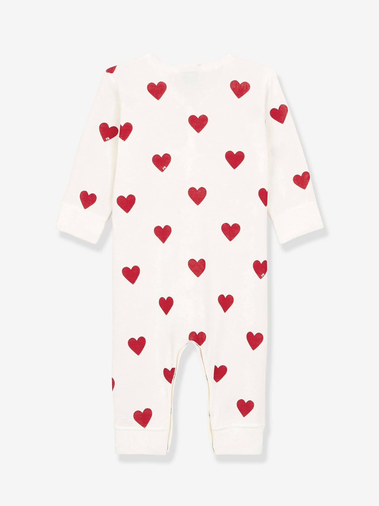 Petit Bateau Baby Strampler, Bio-Baumwolle Oeko-Tex PETIT BATEAU - weiß bedruckt herzen