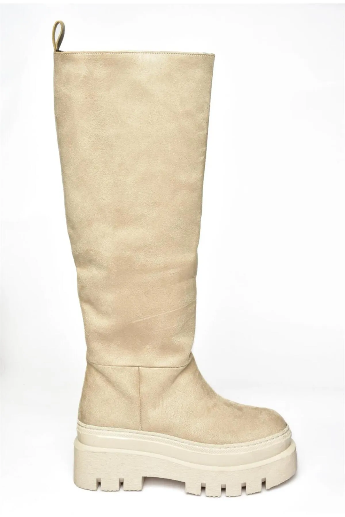 Fox Shoes  Beige Wildleder-Damenstiefel mit dicken Sohlen