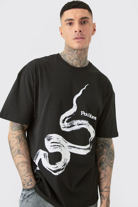 Tall Oversize T-Shirt mit Pour Homme Schlagenprint