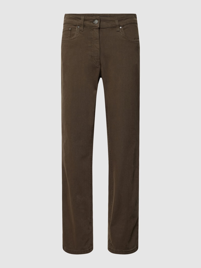 Straight Fit Jeans im 5-Pocket-Design Modell 'CORA' in grün