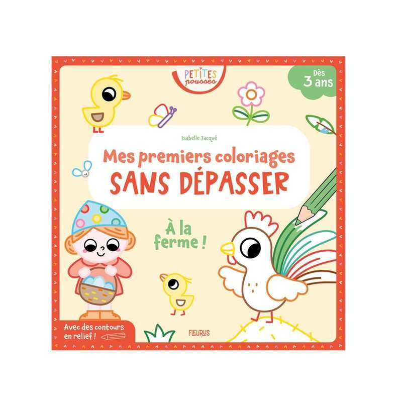 Livre Mes premiers coloriages sans dépasser, à la ferme - Fleurus