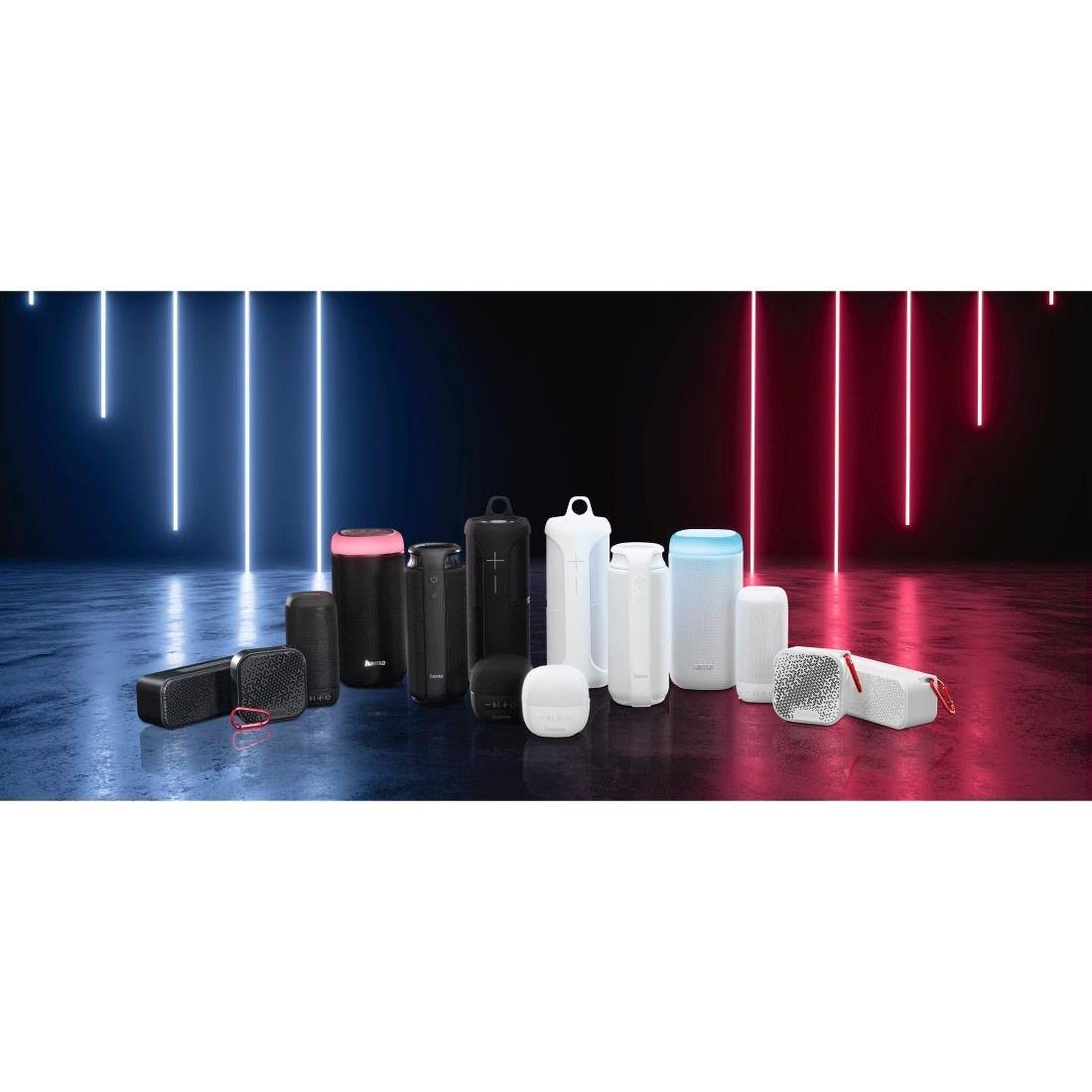 Hama Bluetooth Box Shine 2.0 LED Xtra Bass 360ᵒ Sound spritzwassergeschützt Bluetooth-Lautsprecher (Freisprechanlage,Xtra Bass,360ᵒ Sound)