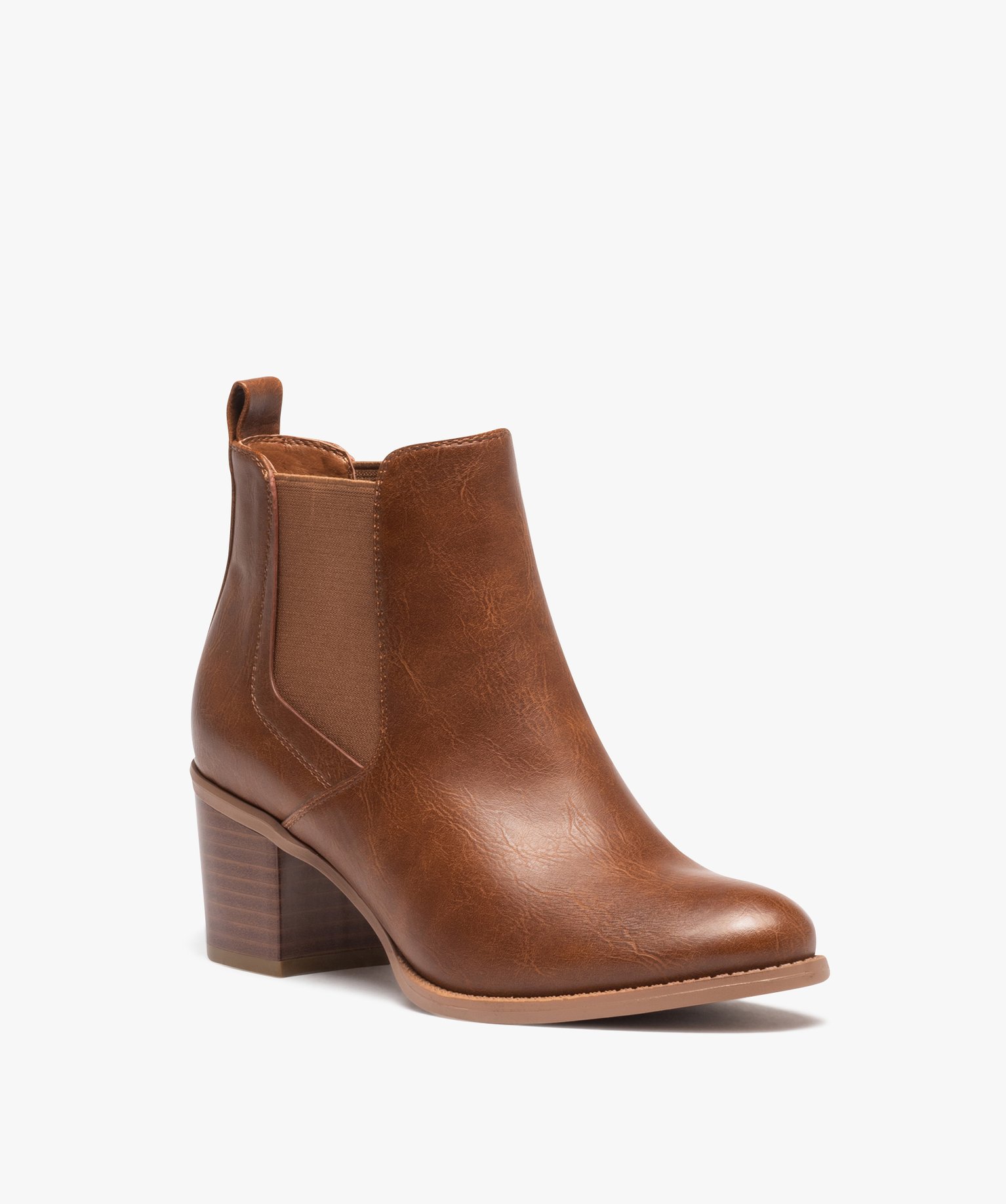 Boots femme unies à talon moyen style Chelsea camel | GEMO