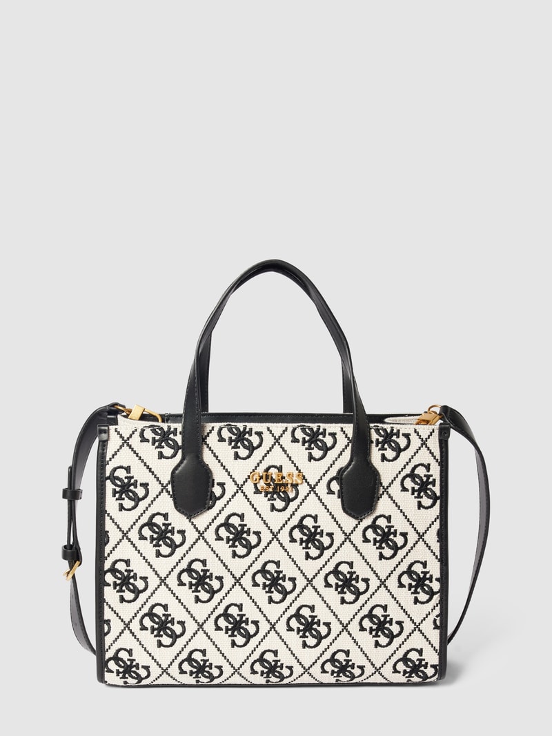 Tote Bag mit Allover-Logo Modell 'SILVANA' in schwarz