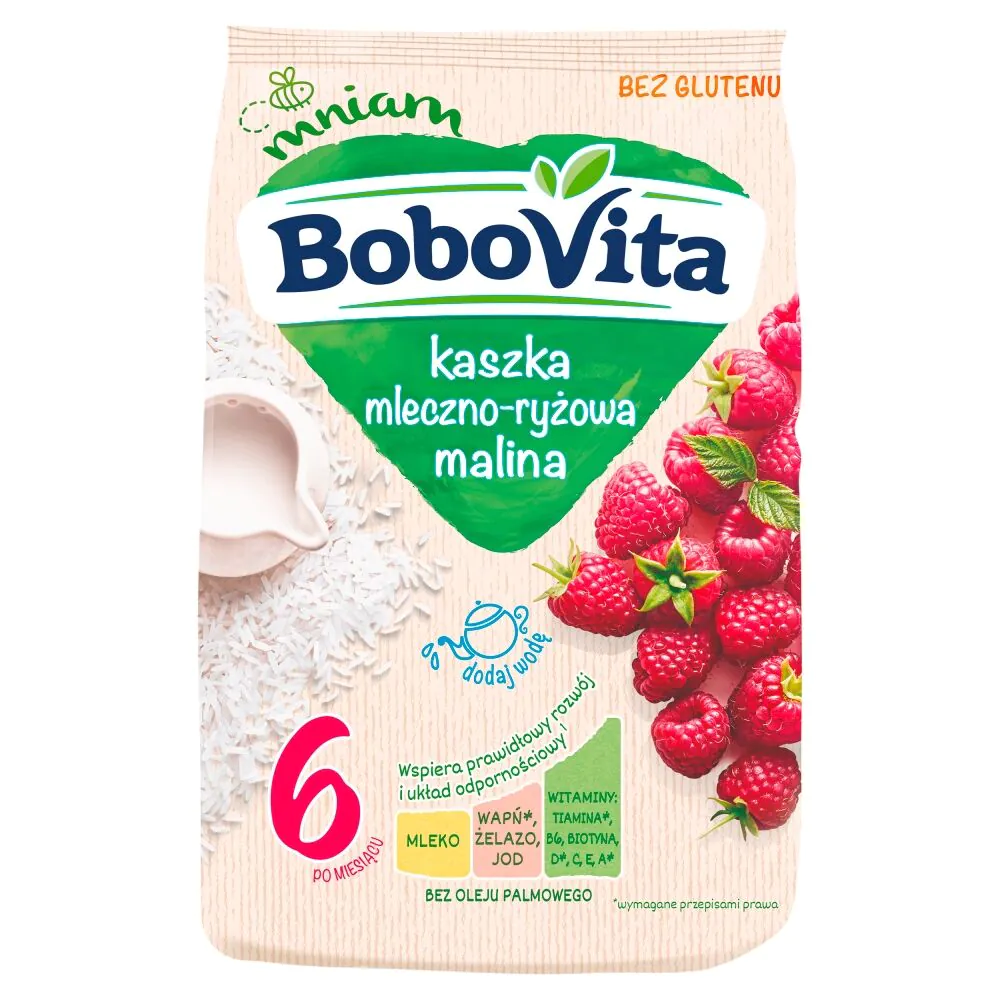 Бобовита млечно-пиринчана каша са малинама