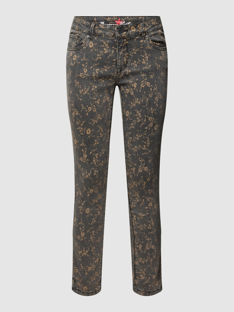 Jeans mit Allover-Muster Modell 'ITALY' in schwarz