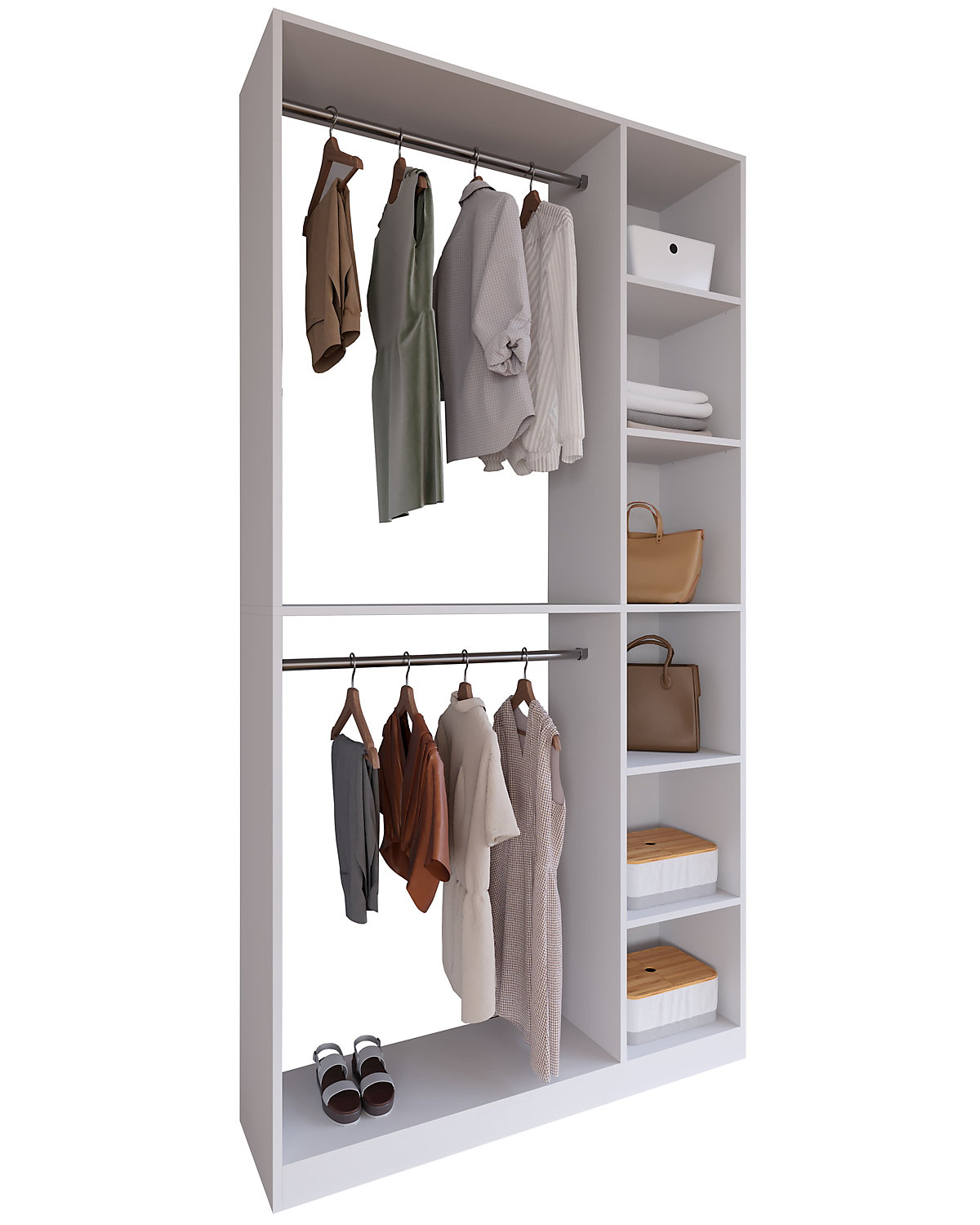 Holz offener Kleiderschrank begehbarer Kleiderregal Schrank Kleiderstange Palosa XL