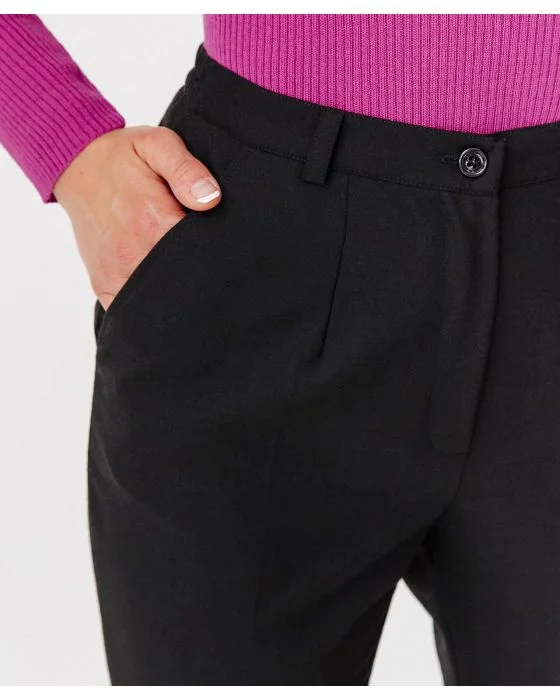 Pantalon droit, lainage aspect flanelle, 2 statures