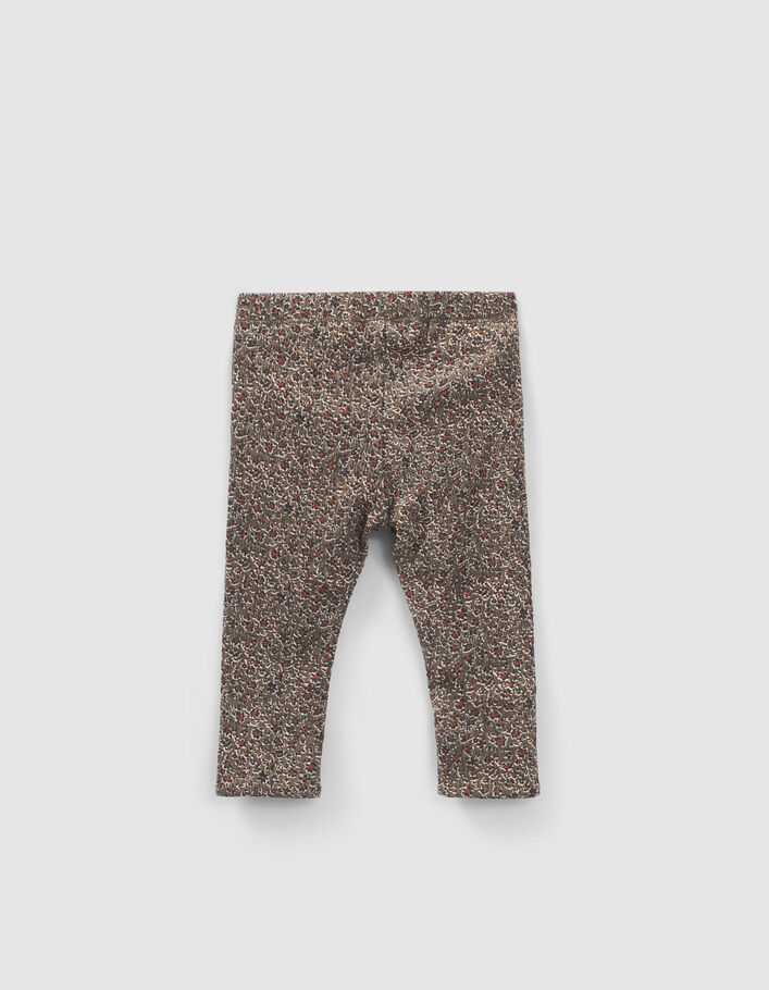 Leggings réversible kaki léopard floral et rose bébé fille