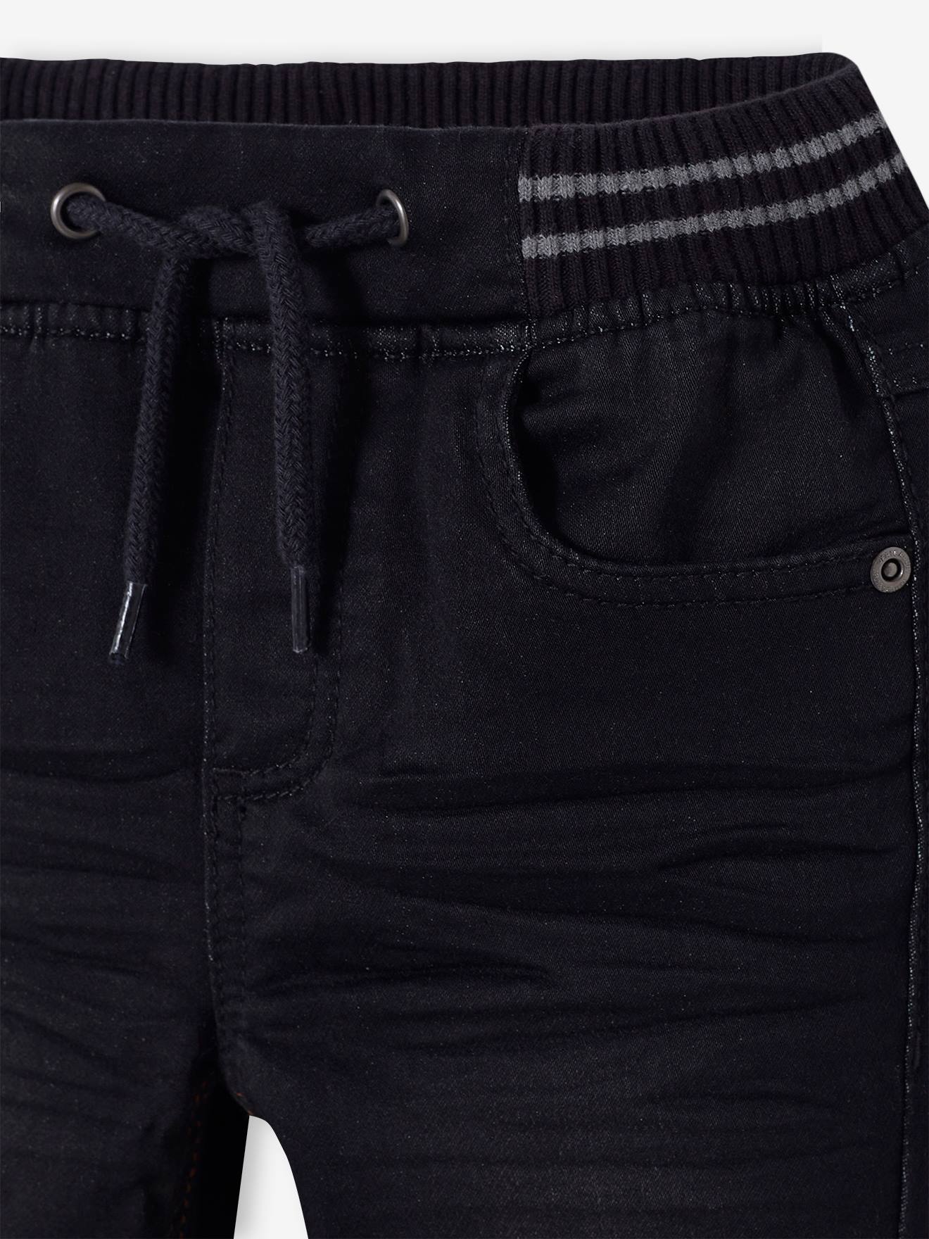 Jean droit en molleton effet denim facile à enfiler garçon double stone