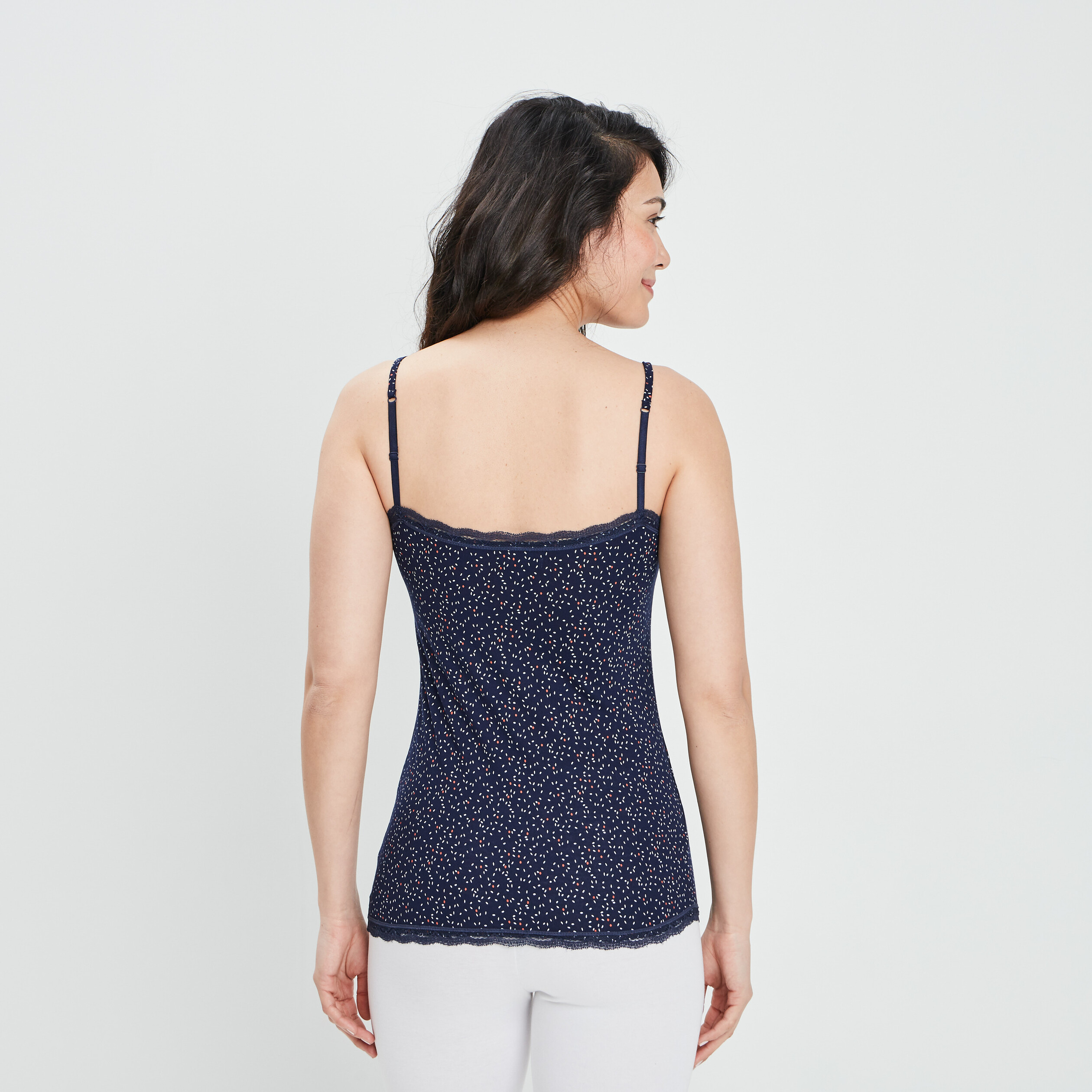 Haut de pyjama débardeur col V bleu marine femme | La Halle