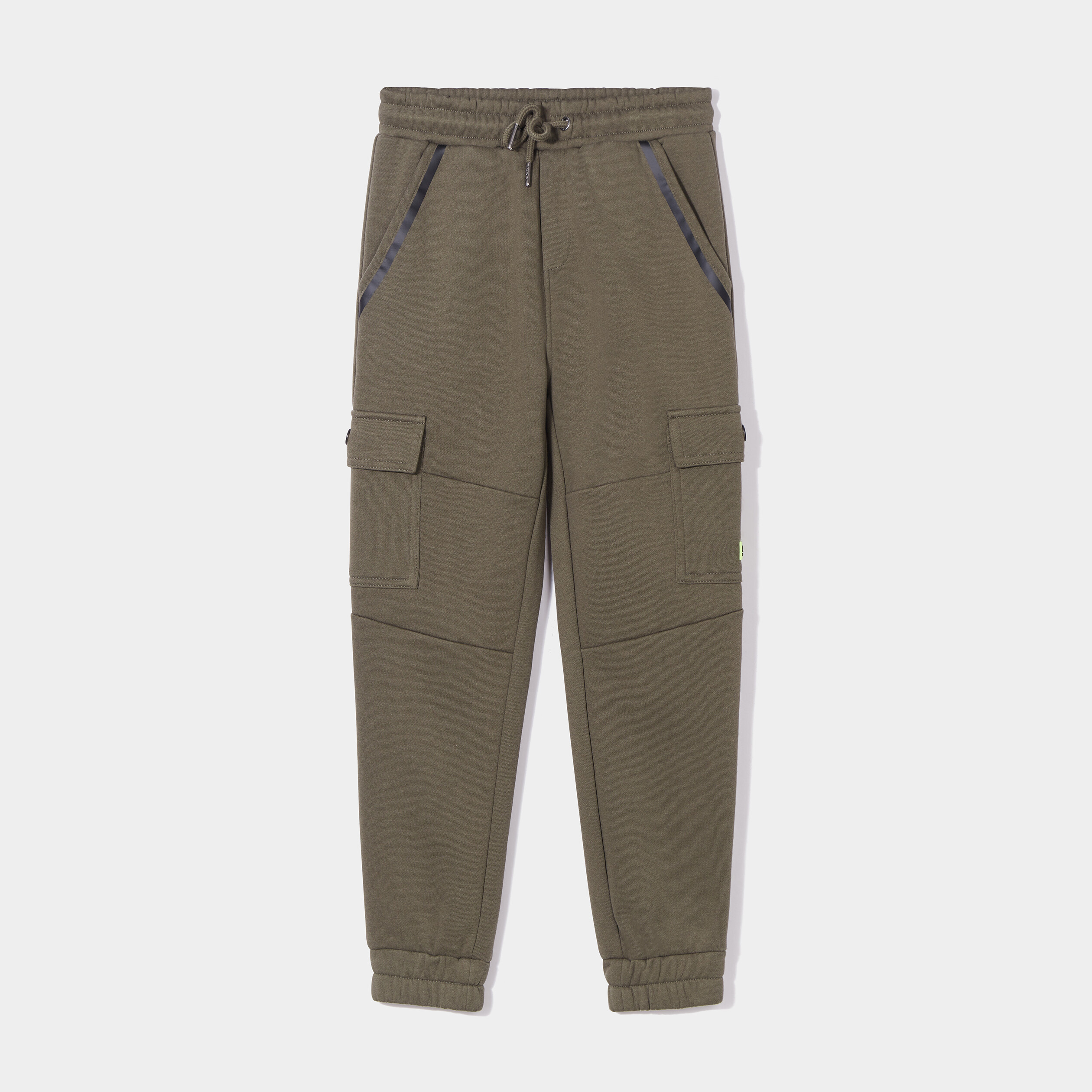 Pantalon de jogging droit bas élastiqué vert kaki garçon | La Halle