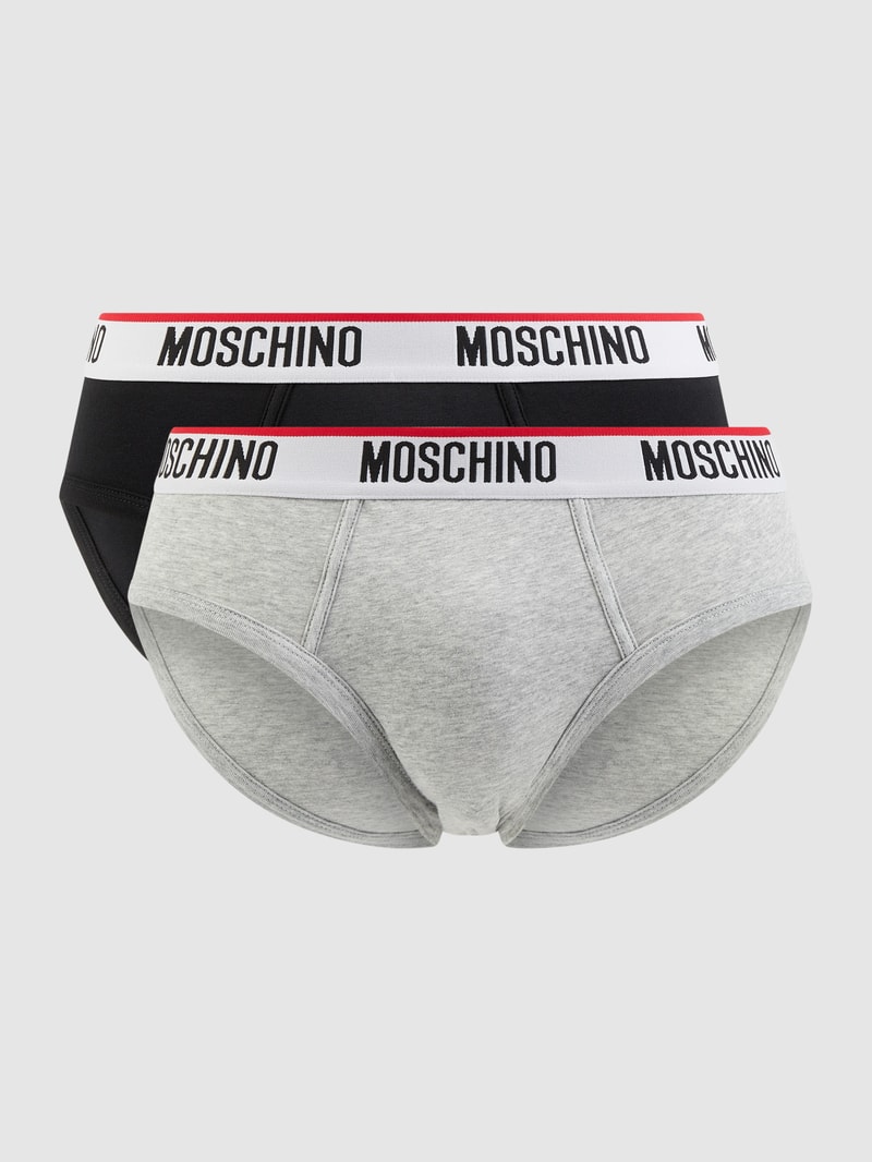 Slip mit Stretch-Anteil im 2er-Pack in mittelgrau meliert