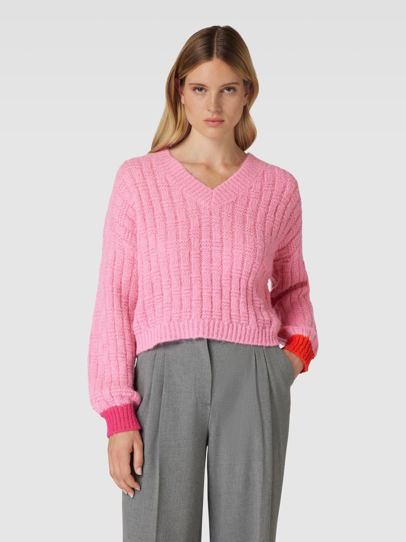 Strickpullover mit Strukturmuster Modell 'INGRID' in pink