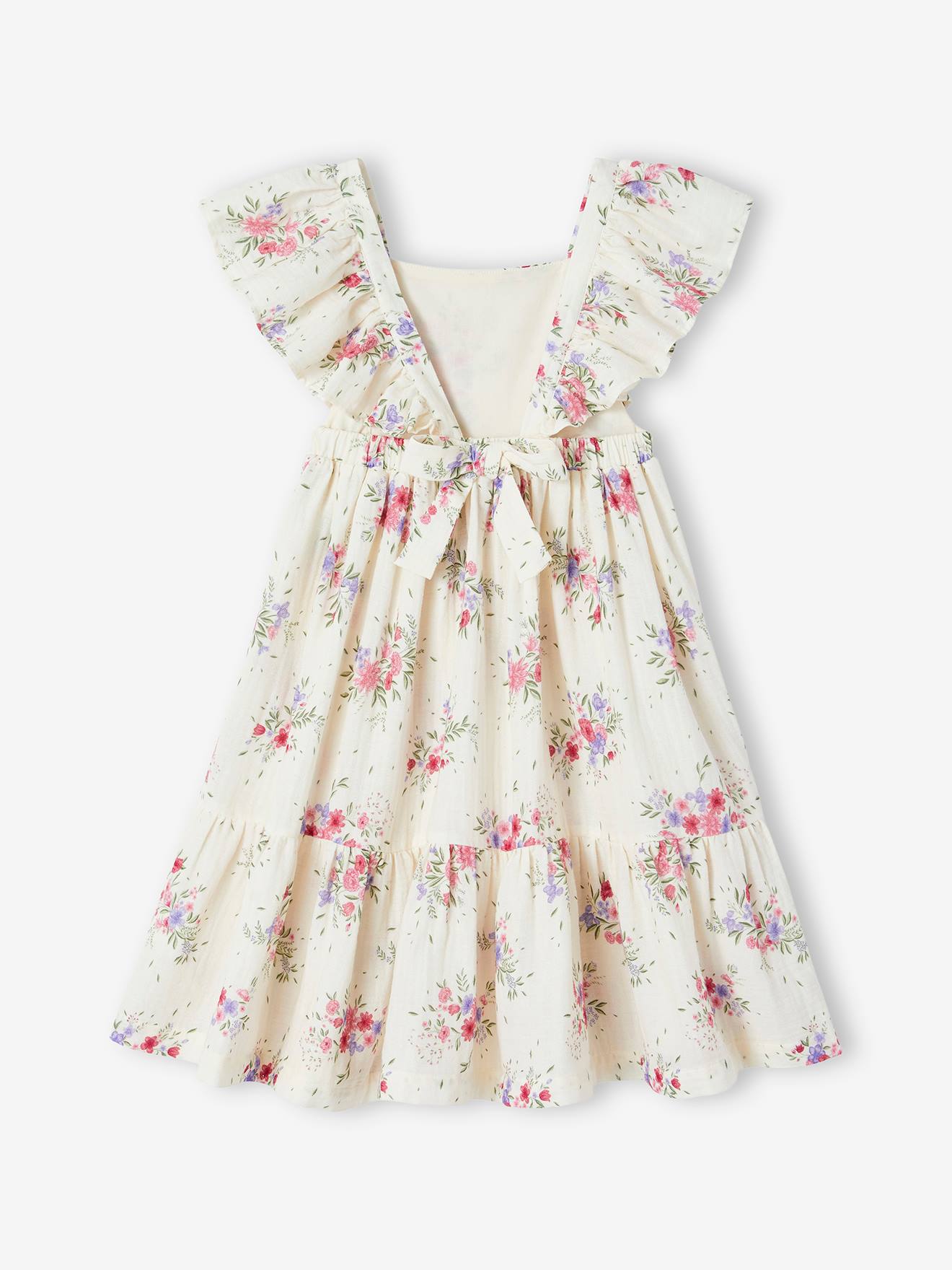 Vertbaudet Mädchen Blumenkleid - wollweiß